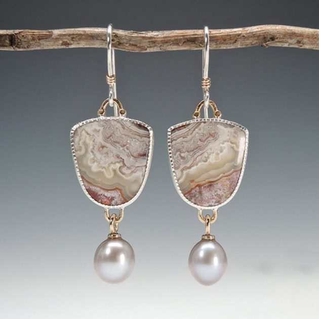 Classic Natural Stone and Pearl Earrings