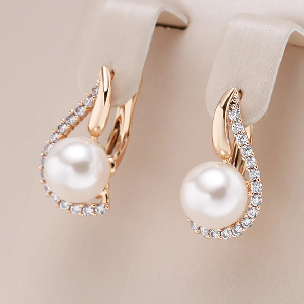 Chic Zirconia and Pearl Earrings