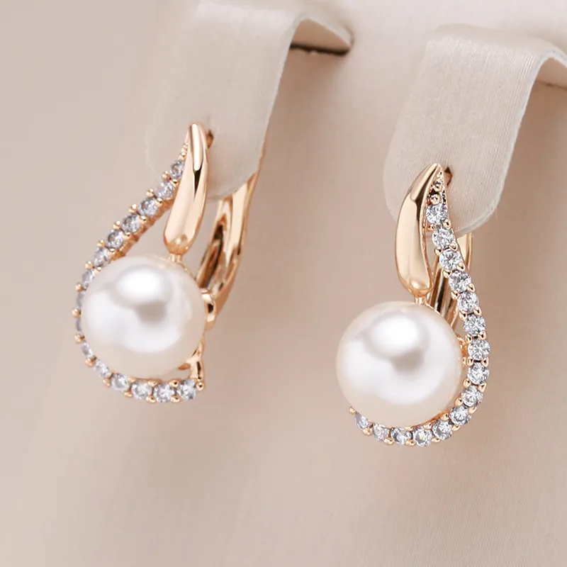 Chic Zirconia and Pearl Earrings