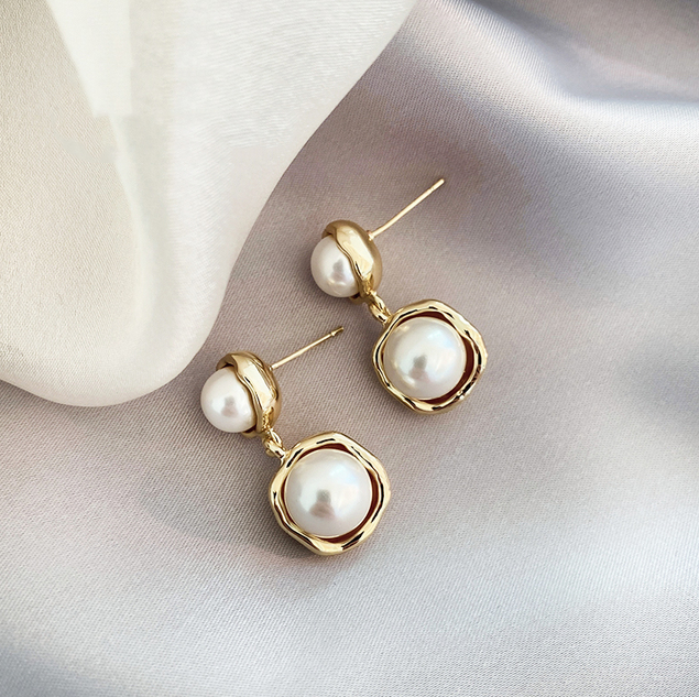 Radiant Golden Pearl Earrings