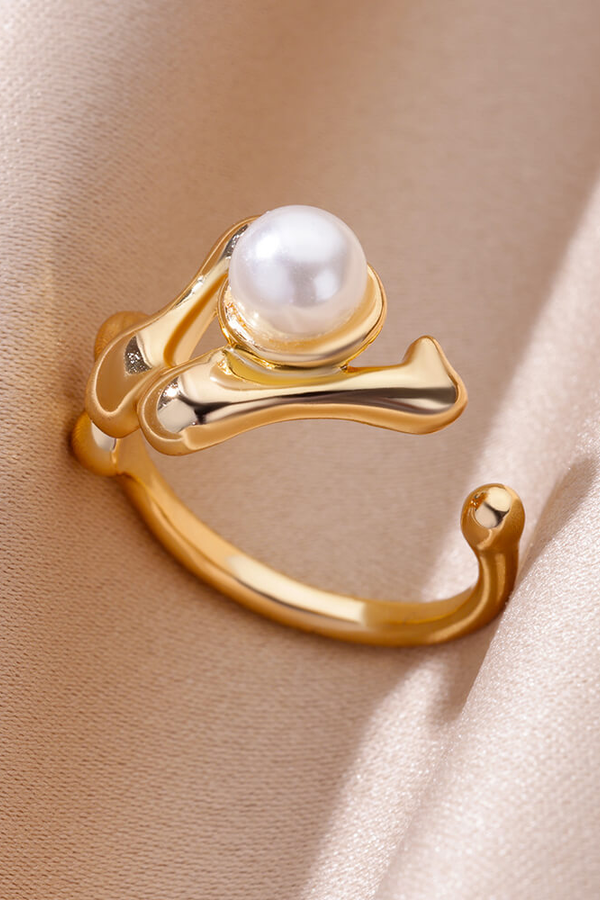 Radiant Golden Pearl Ring