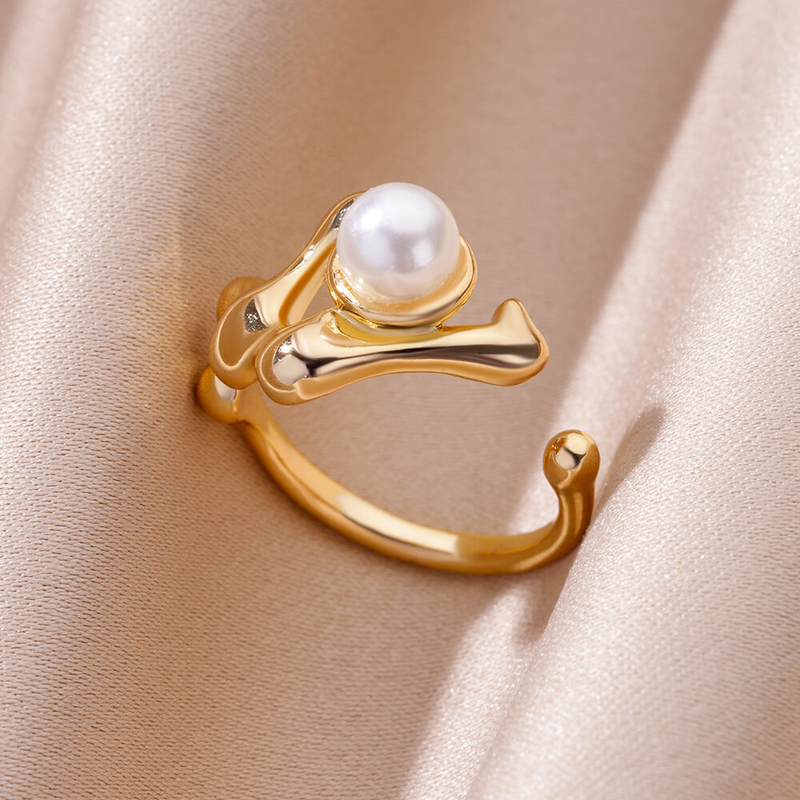 Radiant Golden Pearl Ring