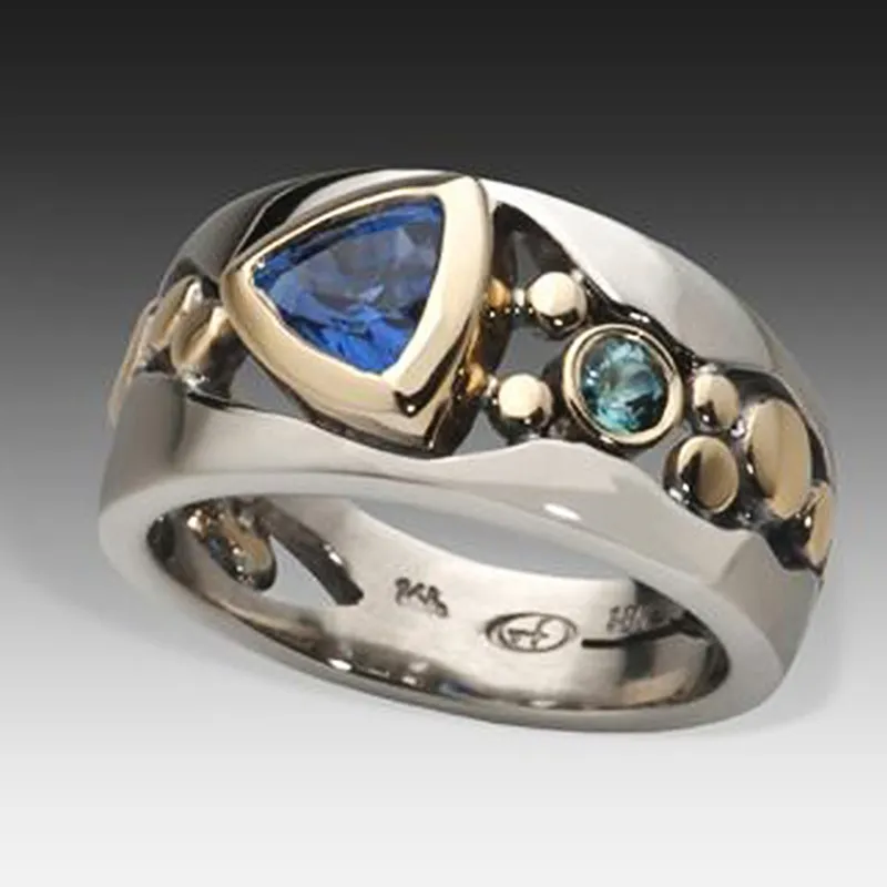 Retro Blue Crystal Ring