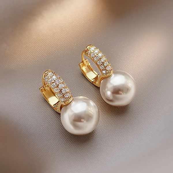 Elegant Golden Pearl Earrings