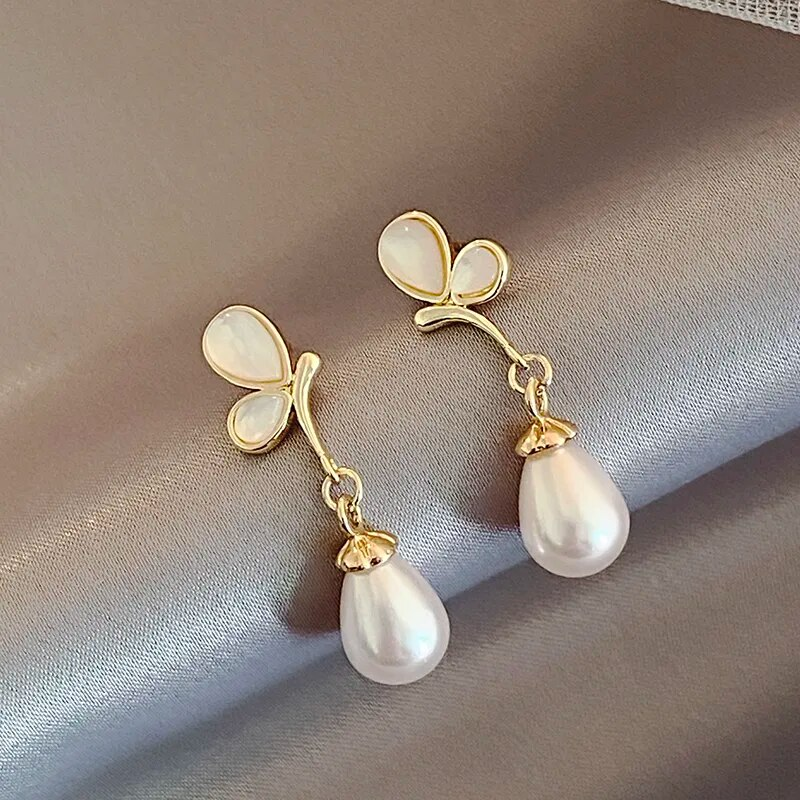 Chic White Pearl Drop Earrings