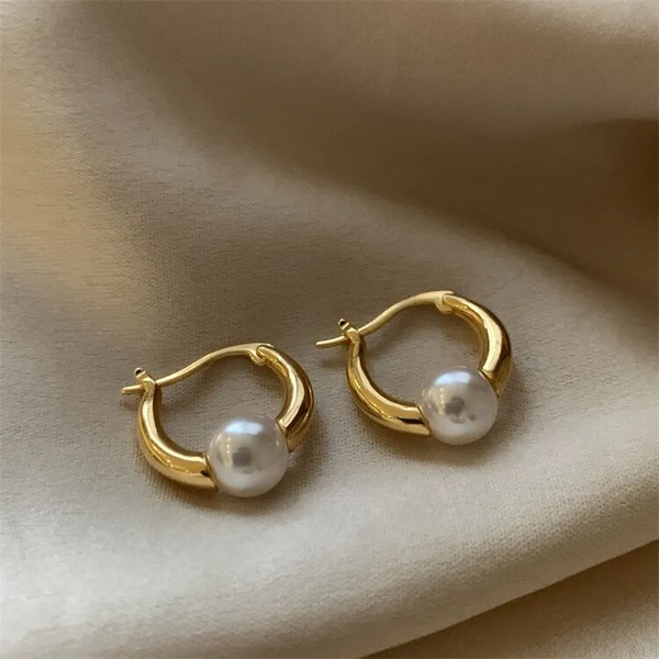 Chic Golden Pearl Drop Earrings