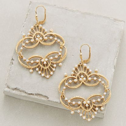 Retro Gold Mandala Pearl Earrings