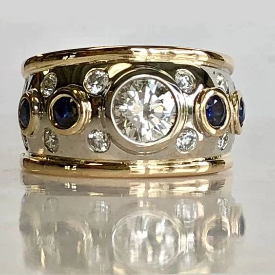 Antique Gold Inlaid Zirconia Ring