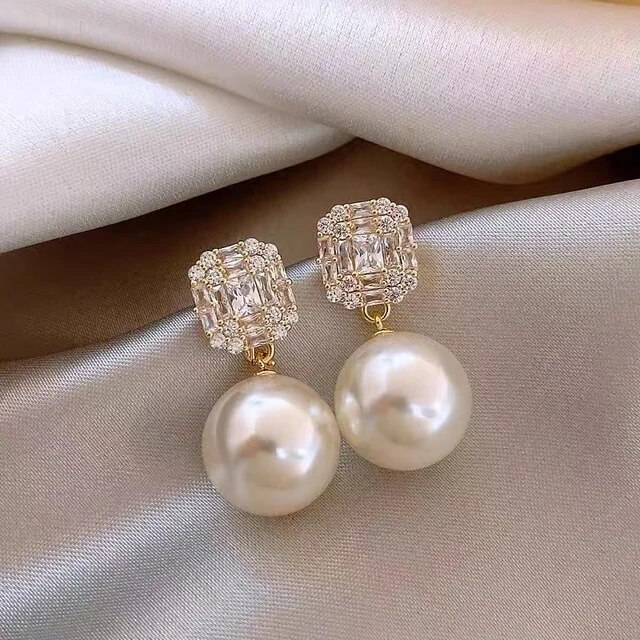 Chic Pearl Earrings with Cubic Zirconia Accents
