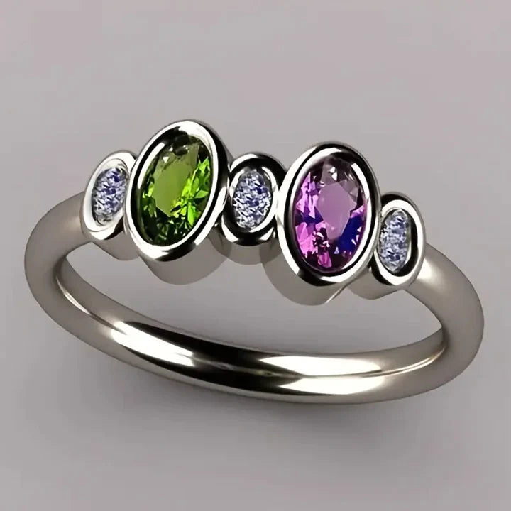 Vintage Ring with Purple Olive Inlay