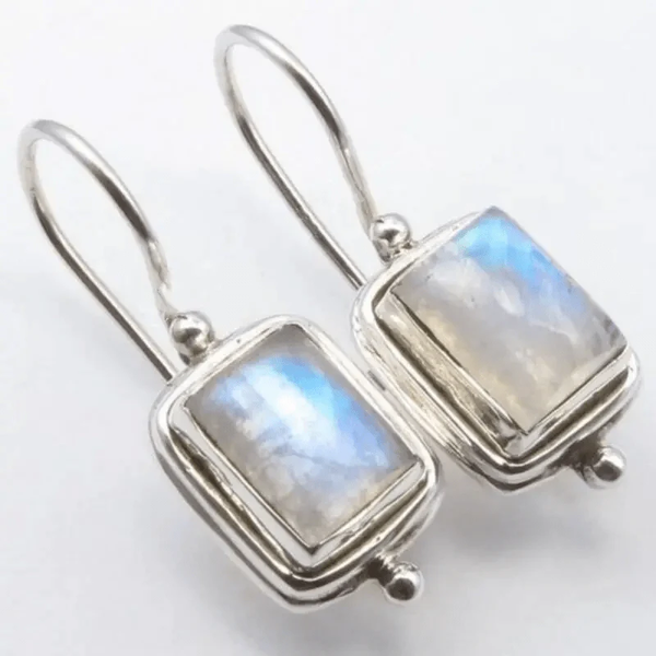 Retro Square Moonstone Earrings