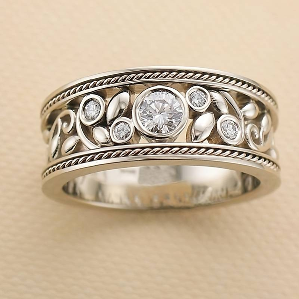 Classic Silver Ring with Zirconia Accents