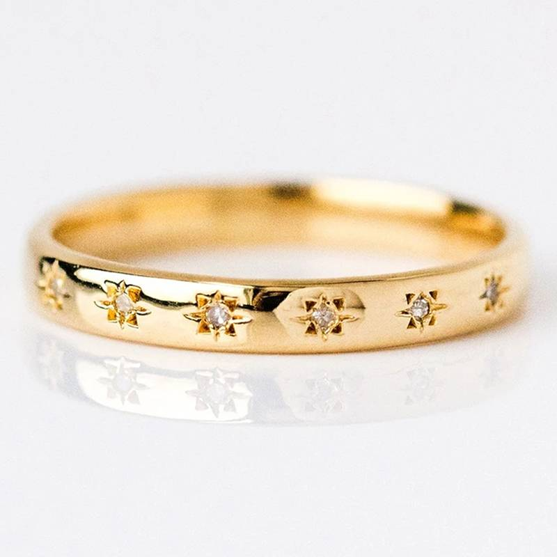 Classic Gold Ring with Zirconia Accents