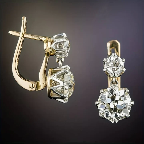 Retro Golden Zirconia Earrings