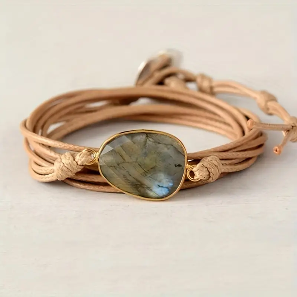 Classic Leather and Stone Bracelet