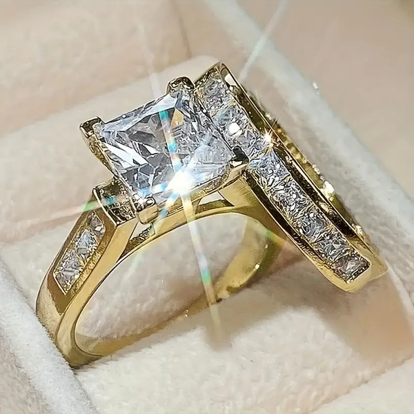 Set of Vintage Gold Zirconia Rings