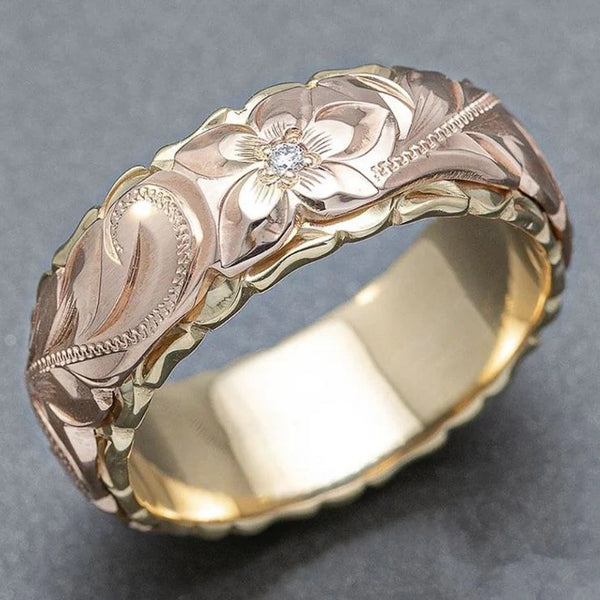 Antique-Inspired Gold Ring with Vintage Rose Design