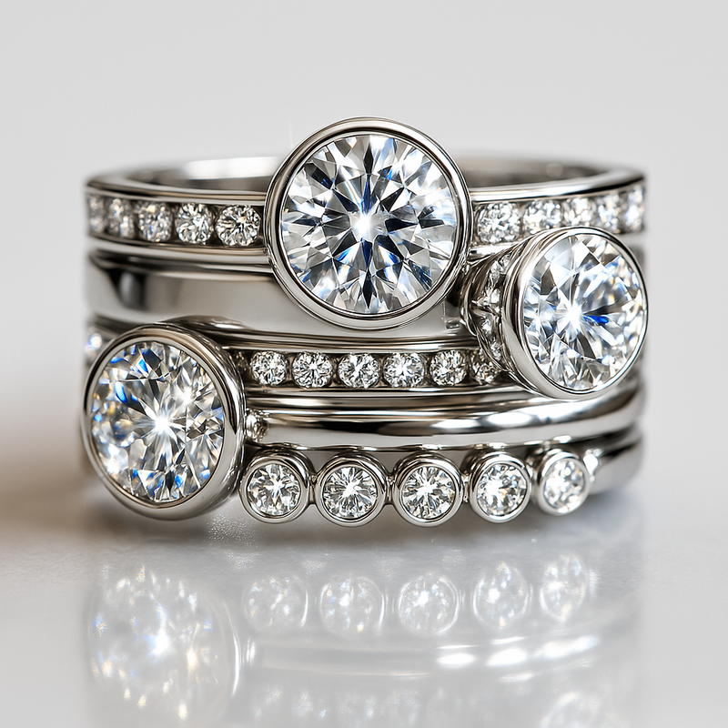Chic Silver Ring Adorned with Crystal Layers