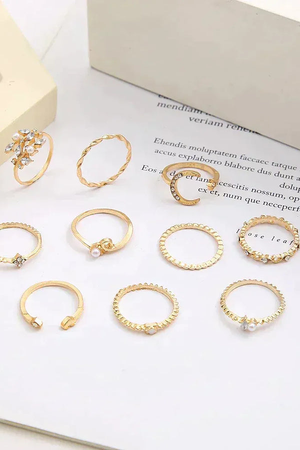 Bohemian Style - 10 Pairs of Silver and Gold Rings