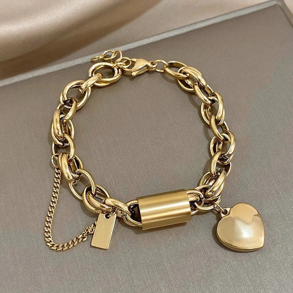 Heartfelt Gold Chunky Bracelet