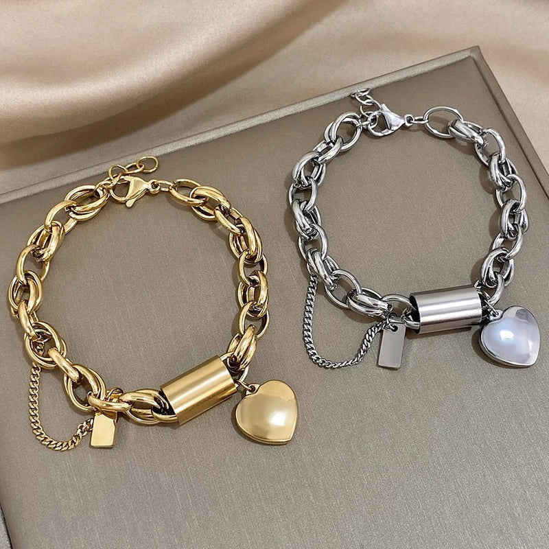 Heartfelt Gold Chunky Bracelet
