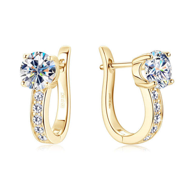 Channel - Moissanite-Studded Gold Huggie Earrings