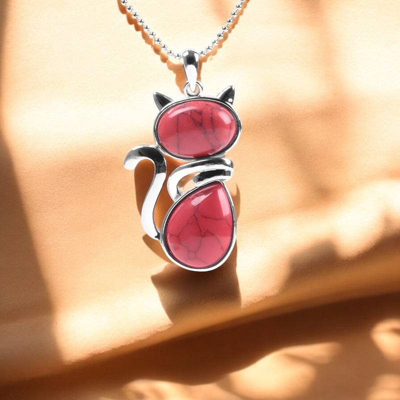 Natural Stone Cat Necklace