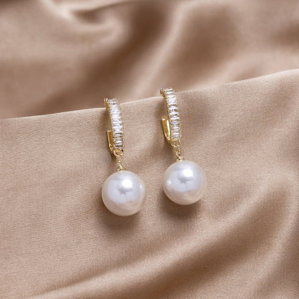 Elegant Pearl and Zirconia Earrings