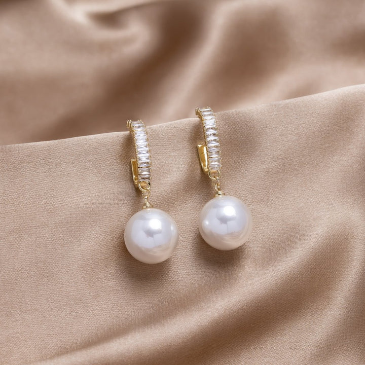 Elegant Pearl and Zirconia Earrings