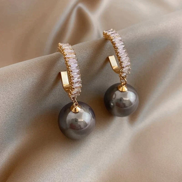 Elegant Pearl and Zirconia Earrings