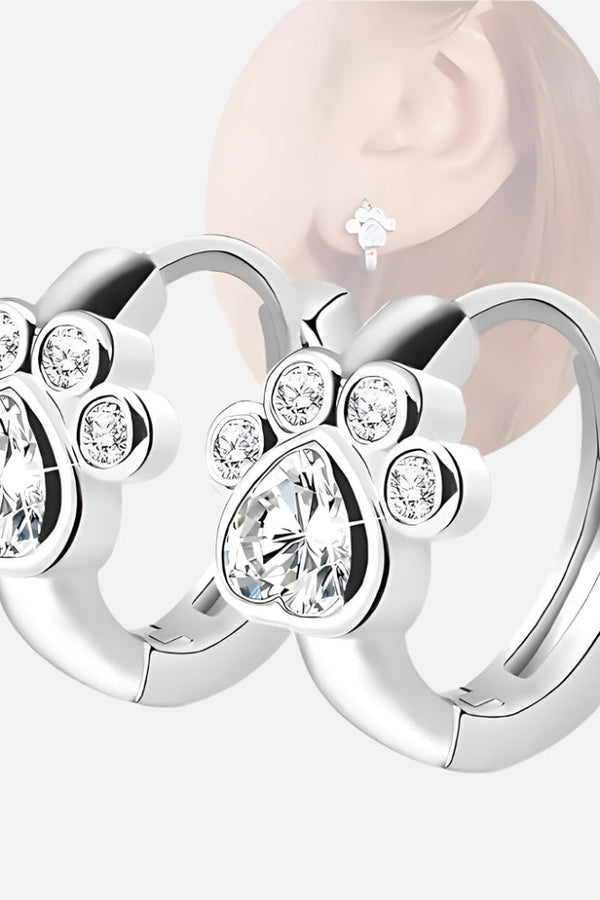 Sparkling Zirconia Paw Huggie Hoop Earrings
