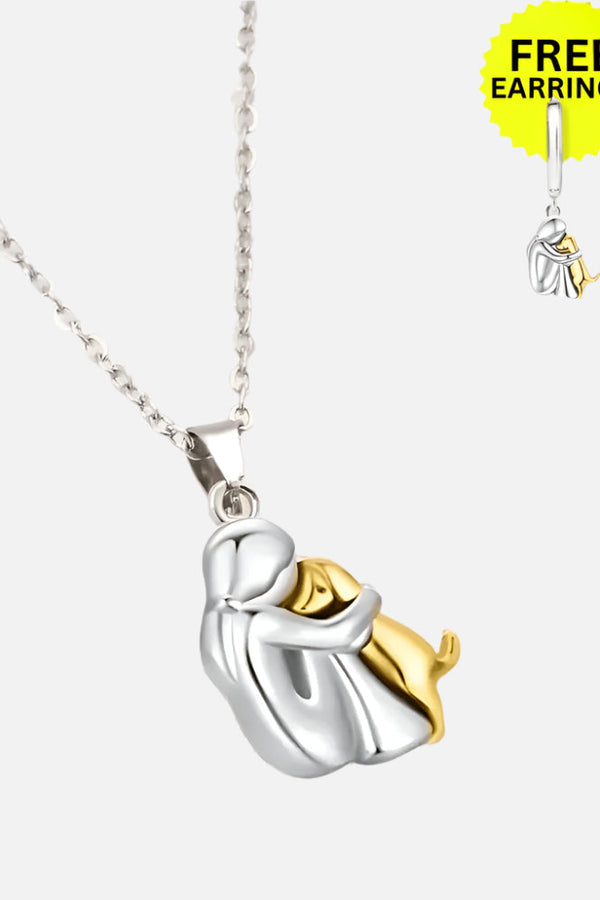 Hug Pendant Necklace with Complimentary Earrings